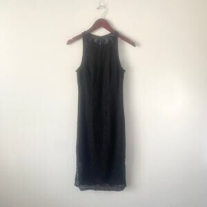NWT Trina Turk Black‎ Overlay Lace Sleeveless Midi Dress Size 4